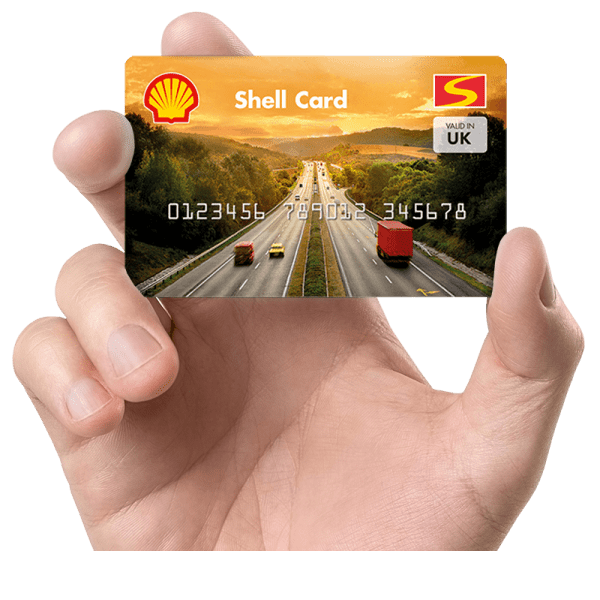 Hand holding a shell fuel card