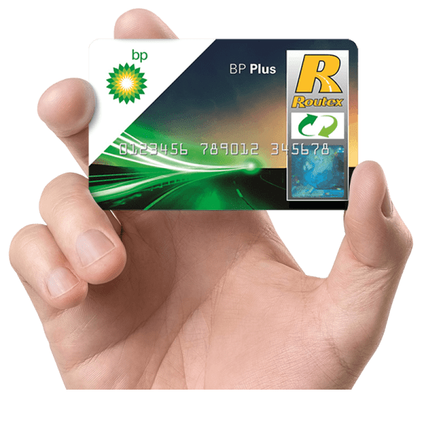 hand holding a BP fuel card