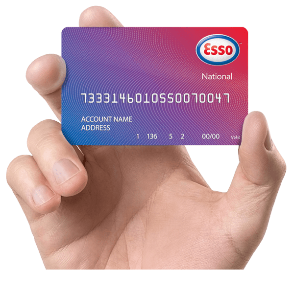 hand holding and esso fuel card