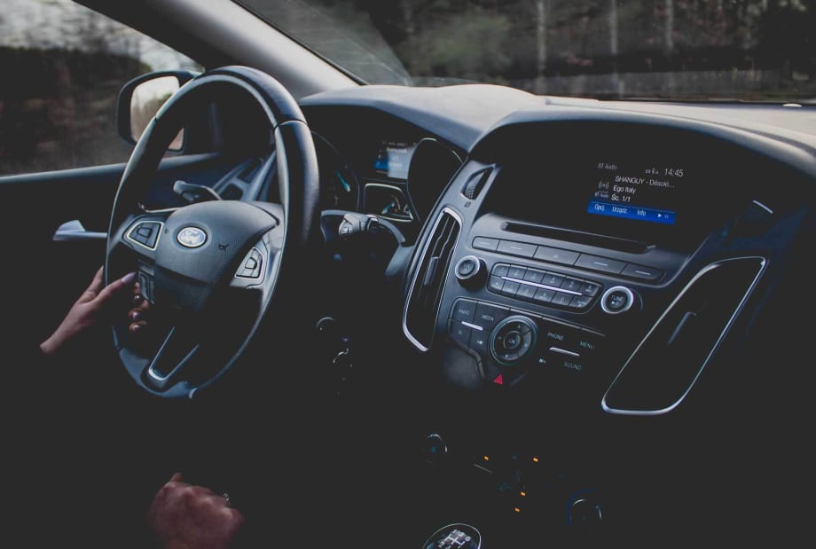 Man driving car