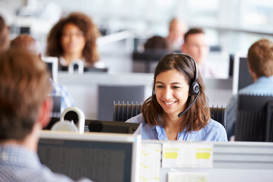 Woman in call centre