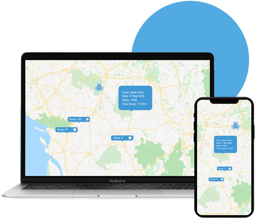 laptop and mobile displaying tracking information