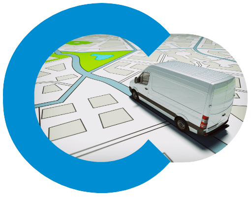 Van vehicle tracking on a GPS fleet tracking system online map