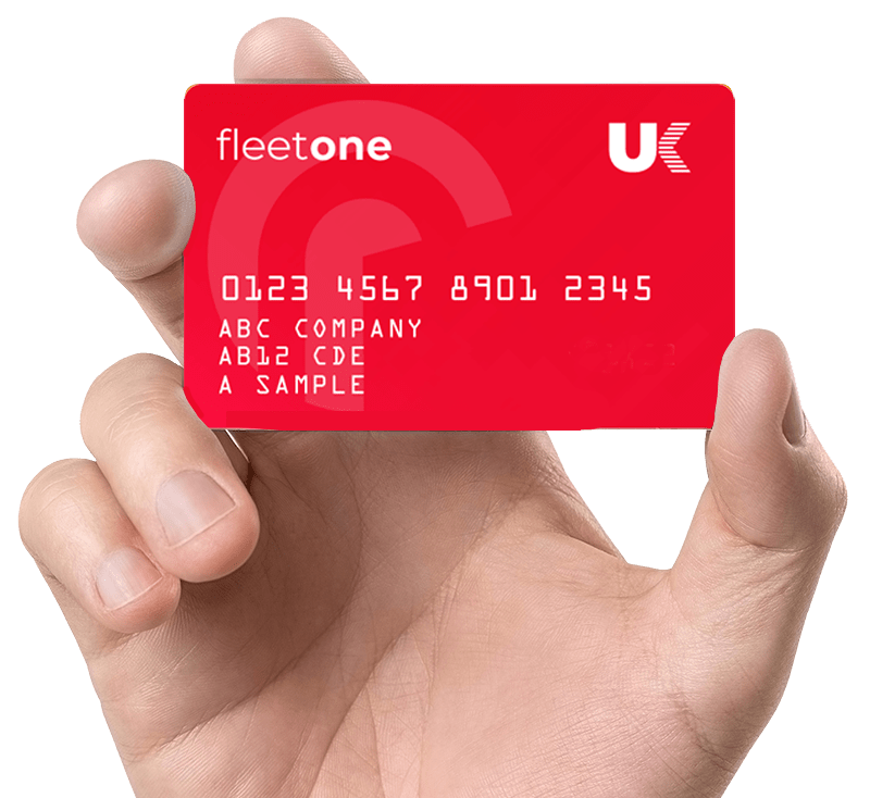 Hand holding a FleetOne fuel card