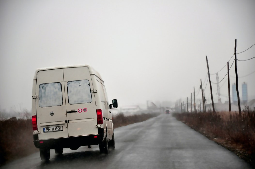 White van driving