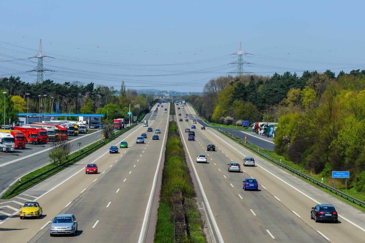 Cars driving along a motorway