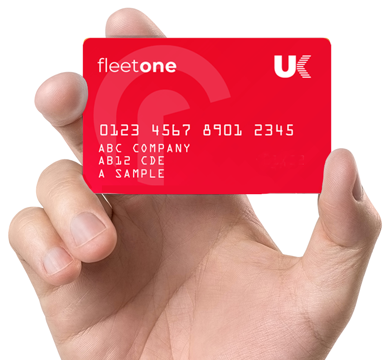 Hand holding a FleetOne fuel card