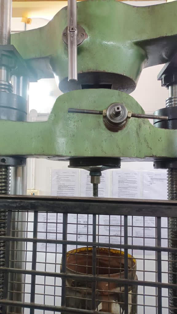 Close-up of bolt under load test