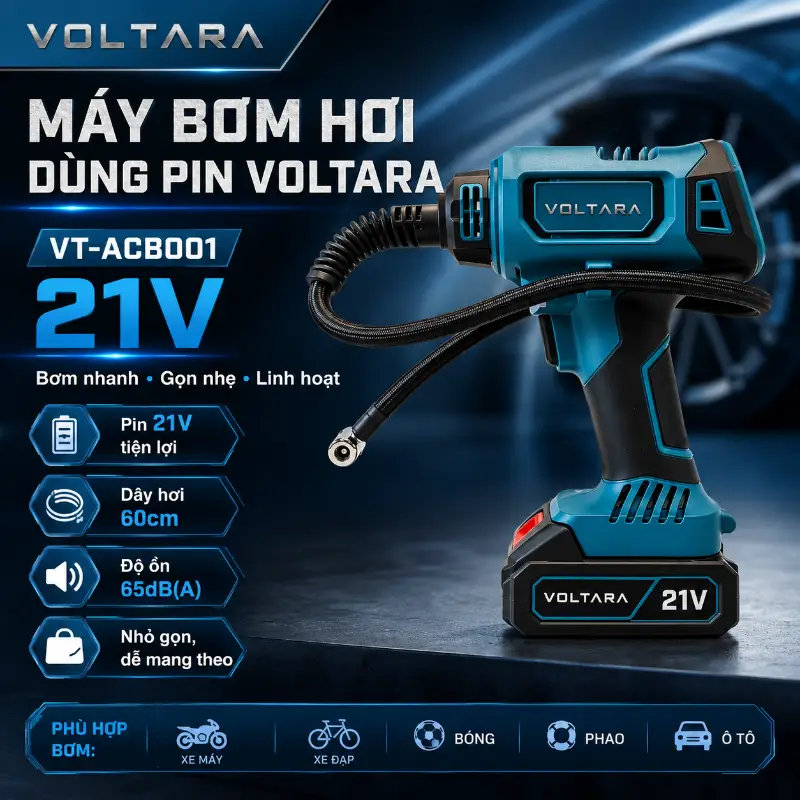 Máy bơm hơi có chổi than VOLTARA VT-ACB001 21V