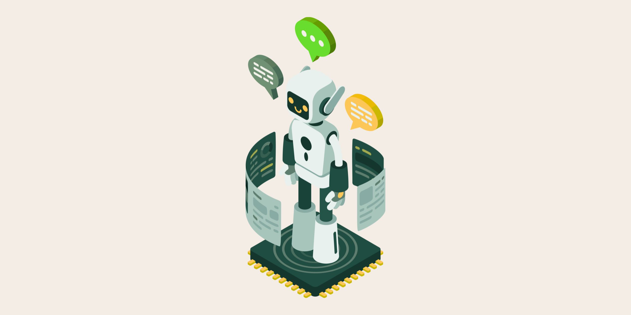 robot surrounded by text screens representing ai enhanced sales process optimisation