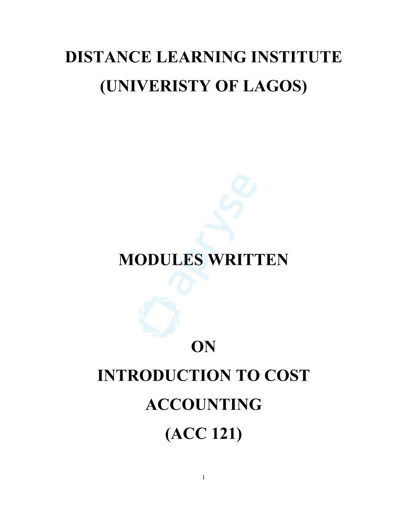 Introduction to Cost Accounting