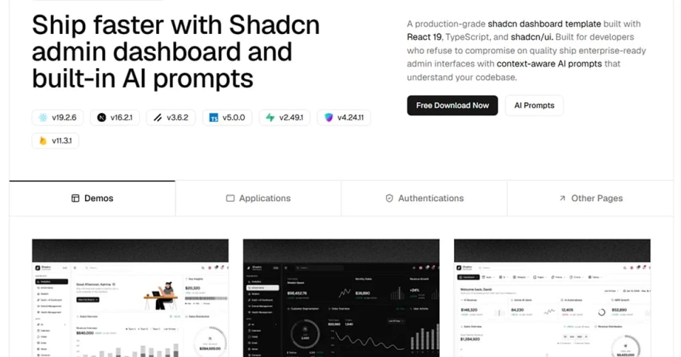 Shadcn Dashboard screenshot 2