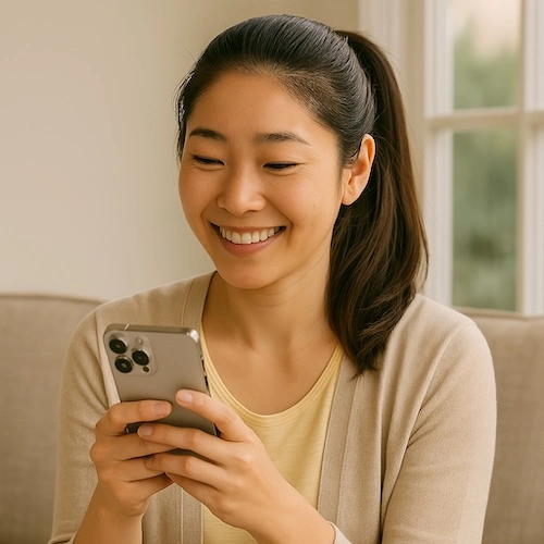 Smiling woman feeling confident after occupational therapy, looking directly at the camera