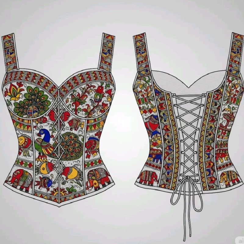Long Corset Blouse with Backside Dori