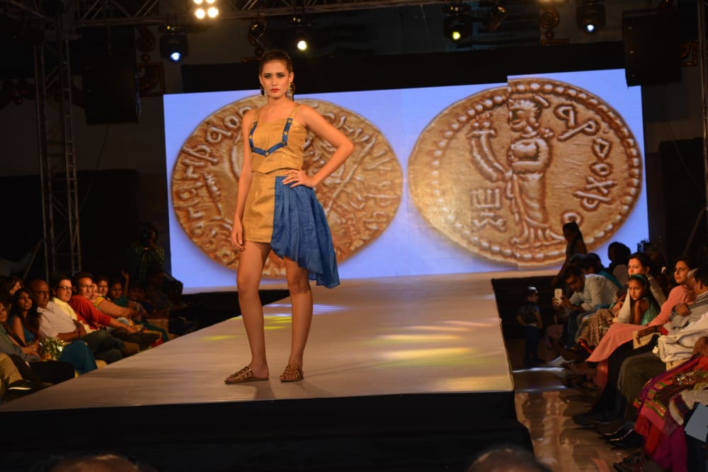 Gold & Blue Coin Collection Look