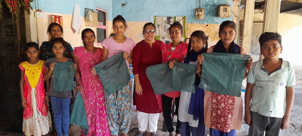 SPC Lifesciences Skill Training — Trainees Showcasing Stitched Bags