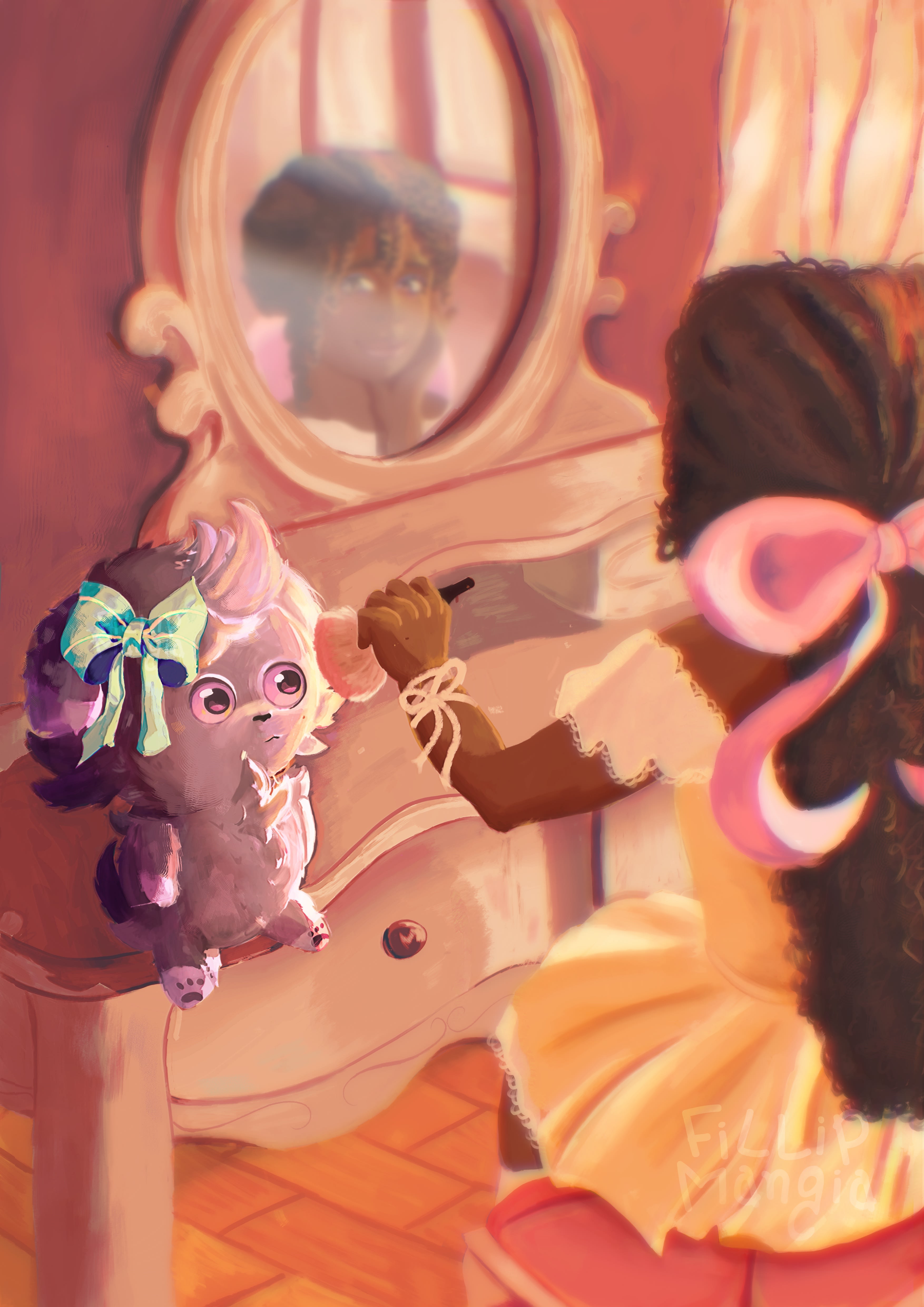 Digital Semi Realistic Pokémon fanart featuring Espurr from fifh generation Kalos by Fillip Mangia