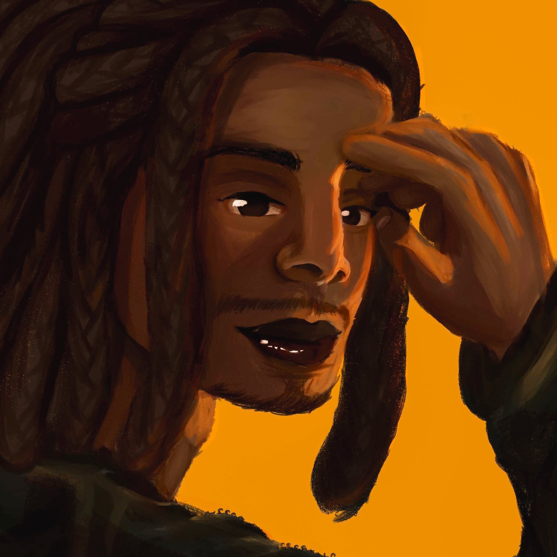 Lebre e Coelho digital portrait fanart featuring black man Larry by Fillip Mangia
