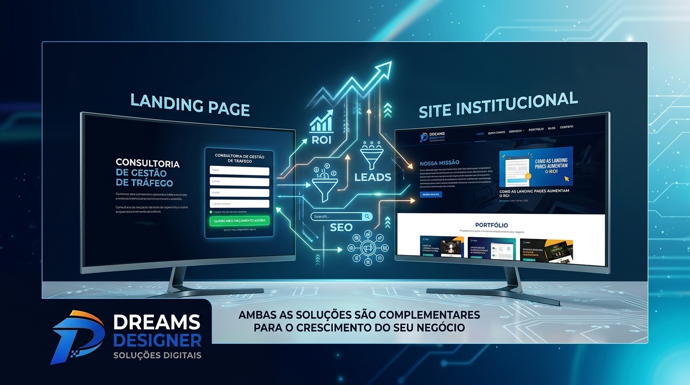 Landing Page ou Site Institucional: qual escolher? Entenda as diferenças e descubra qual é a melhor opção para o seu negócio