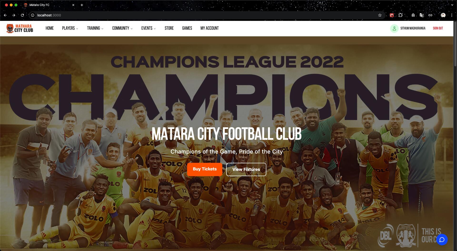 Matara City FC project screenshot