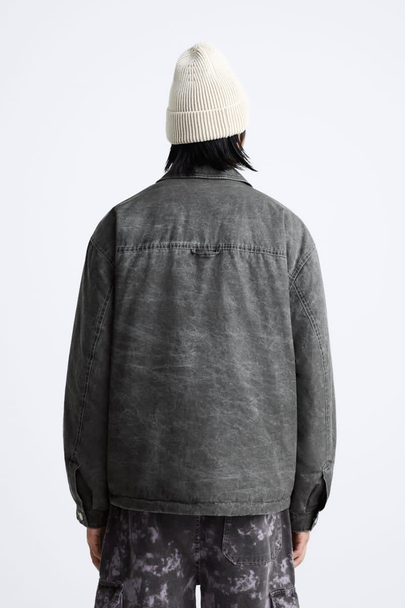 Veste ZARA en denim délavé anorak matelassé thumbnail 3