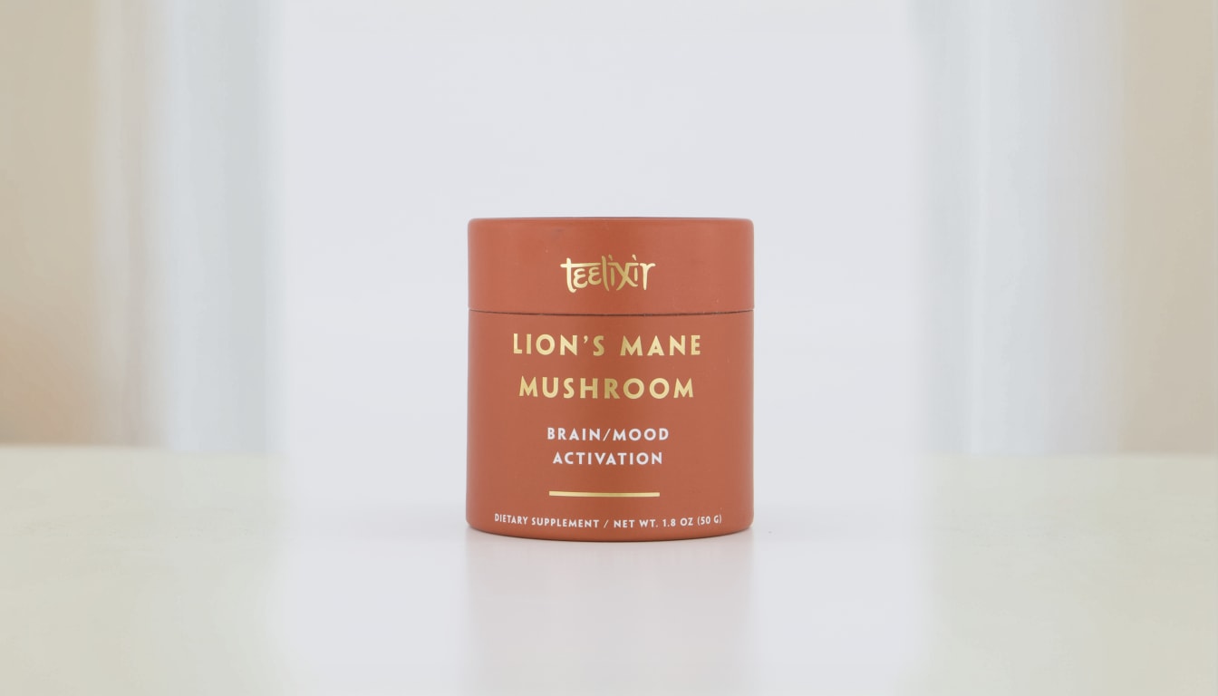 Teelixir Organic Lion's Mane Extract 50g — 10:1 concentrated mushroom extract, traditionally wood-grown, certified organic by ACO Australia