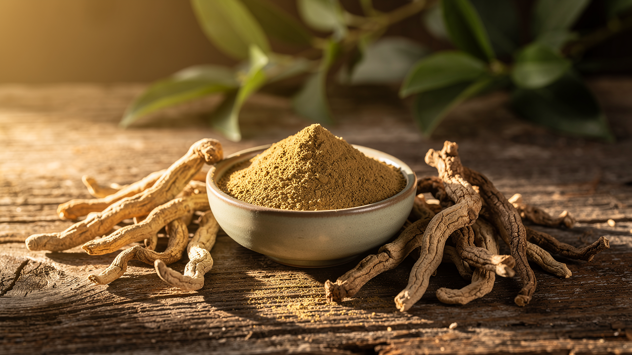Ashwagandha root powder in a reading nook — exploring the cancer research landscape