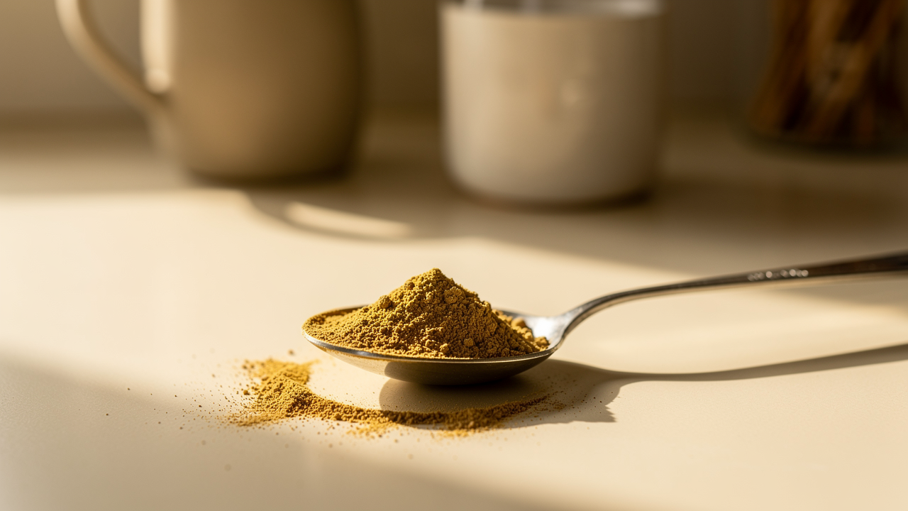 Cordyceps powder measuring spoon morning routine � dosage timing and forms guide for cordyceps supplementation
