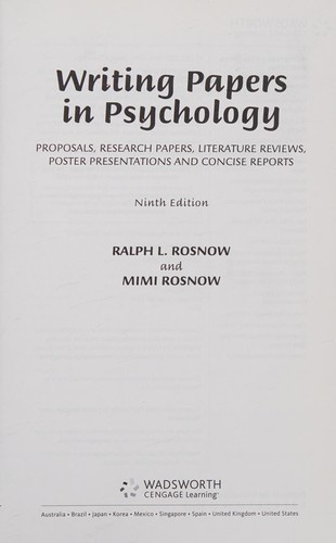 Writing Papers in Psychology — Ralph L. Rosnow et al. (2011)