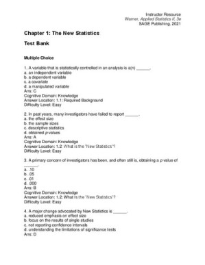 Applied Statistics II Multivariable and Multivariate Techniques Test Bank
