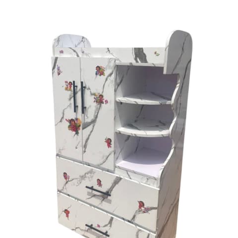 Kids Wardrobe/Cabinet – Dora the Explorer Design (White Marble)