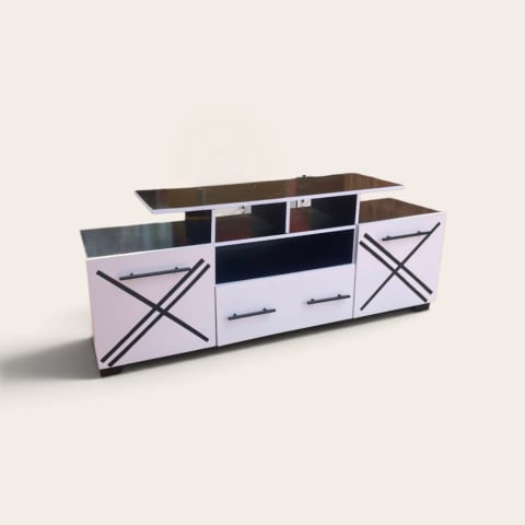 Modern Black & White TV Stand (X-Design)