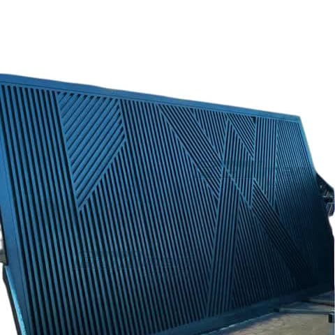 Contemporary Slatted Sliding Gate with Geometric Pattern