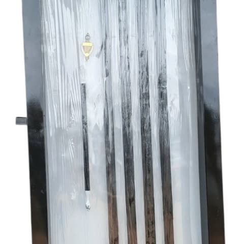 Modern Single Steel padded Door with Vertical Bar Accents 