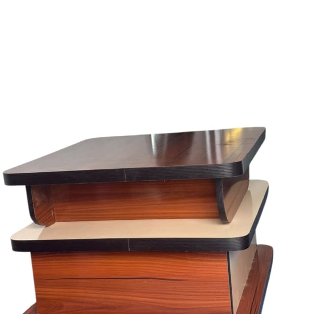 Two-Tier Wood Grain Side Table with Gold Legs