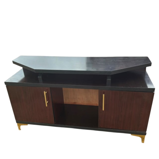 Brown & Gold Two-Drawer Coffee Table
