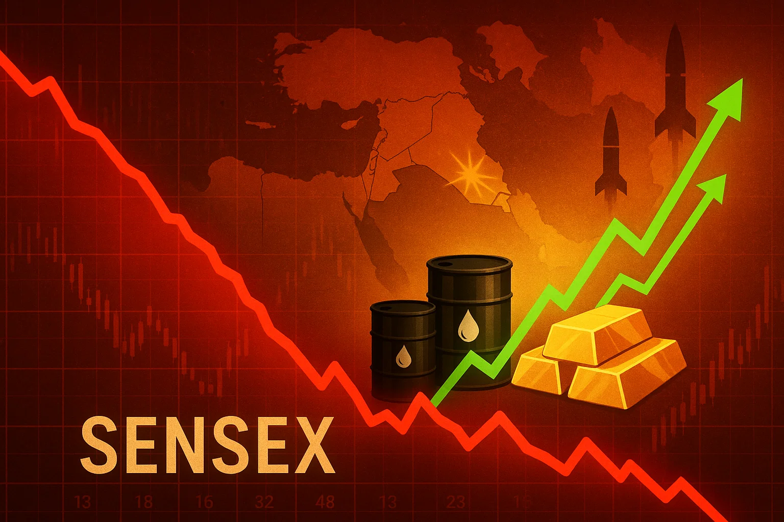 Middle East Tensions Trigger Market Sell-Off: Oil, Gold Soar, Sensex Falls