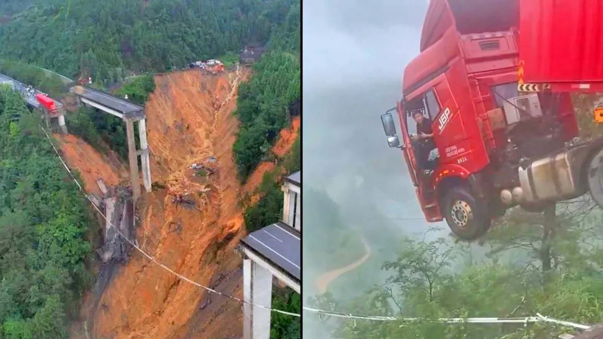 Torrential Rains Topple Guizhou Bridge in China