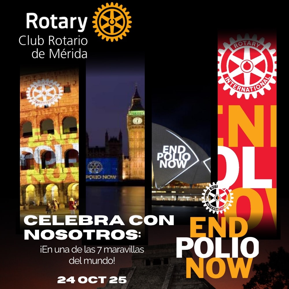 Poster gran evento contra la polio en Chichén-Itzá