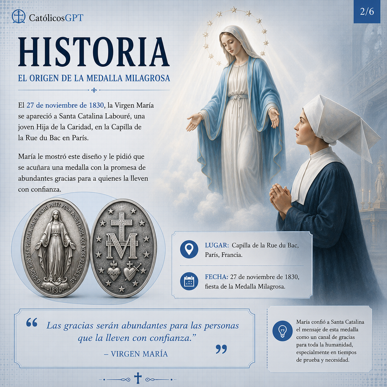 La Medalla Milagrosa Virgen Maria Infografia CatolicosGPT IA Catolica - Diapositiva 2