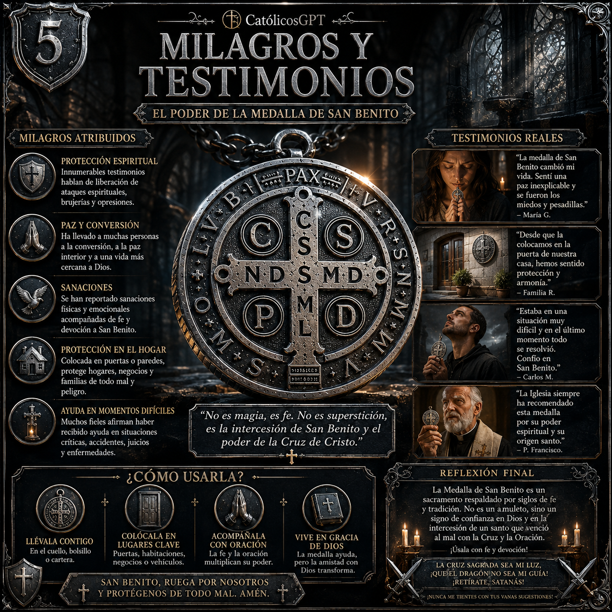 La Medalla de San Benito - Infografia - CatolicosGPT - IA Catolica - Diapositiva 7