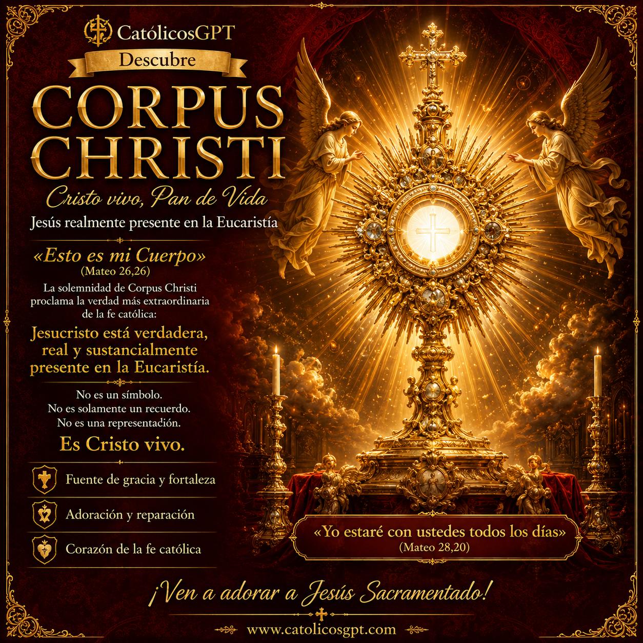 Corpus Christi: La Eucaristía Explicada en una Infografía | CatolicosGPT - Diapositiva 3