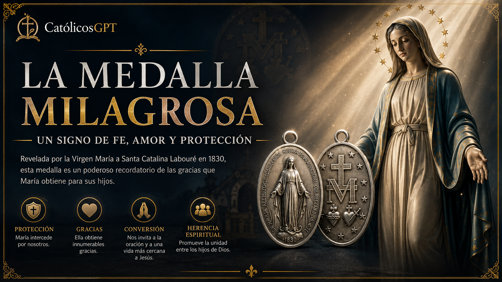 La Medalla Milagrosa Virgen Maria Infografia - Diapositiva 1