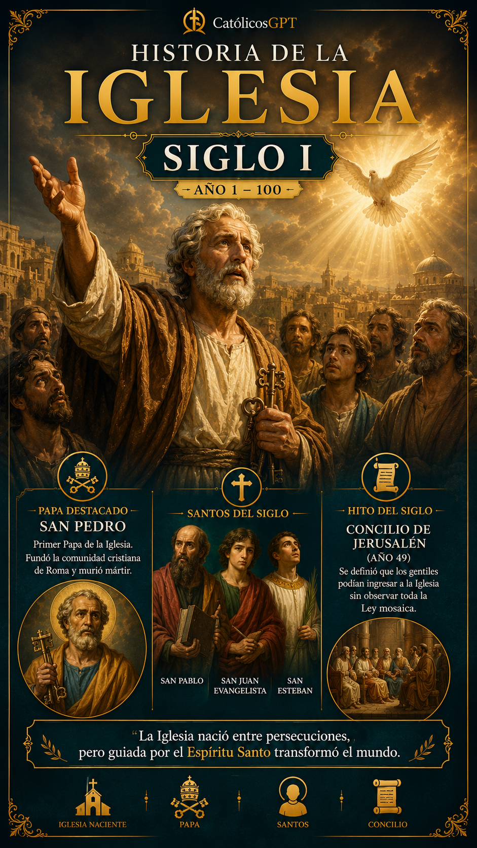 Historia de la Iglesia Siglos 1 -5 | CatólicosGPT IA Católica - Diapositiva 2
