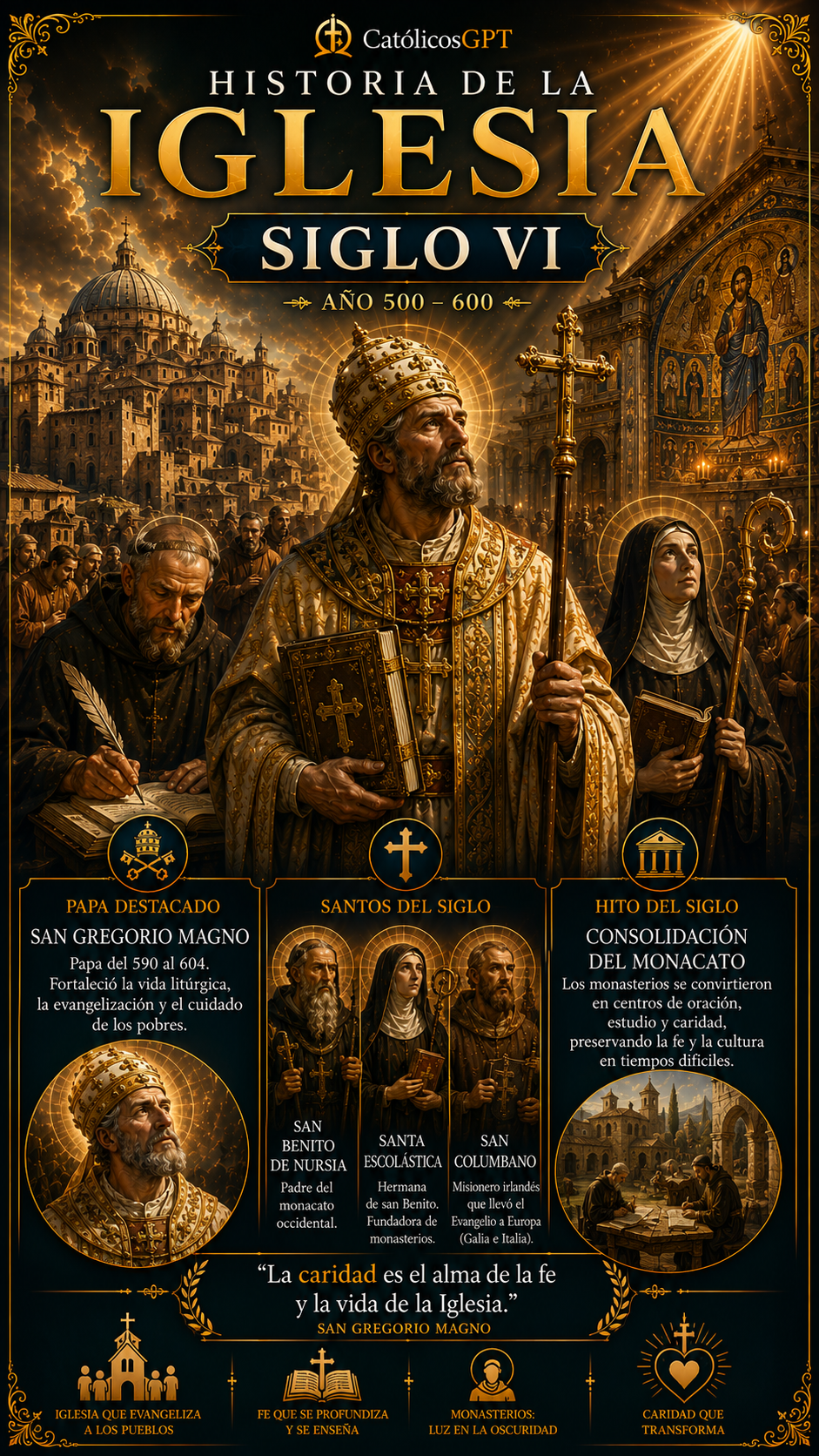 Historia de la Iglesia Siglos 6 -10 | CatólicosGPT IA Católica - Diapositiva 2