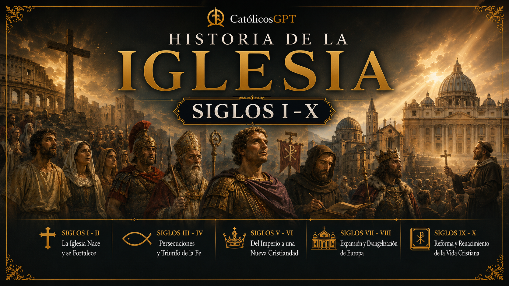 Historia de la Iglesia Siglos 1 -5 | CatólicosGPT IA Católica - Diapositiva 1