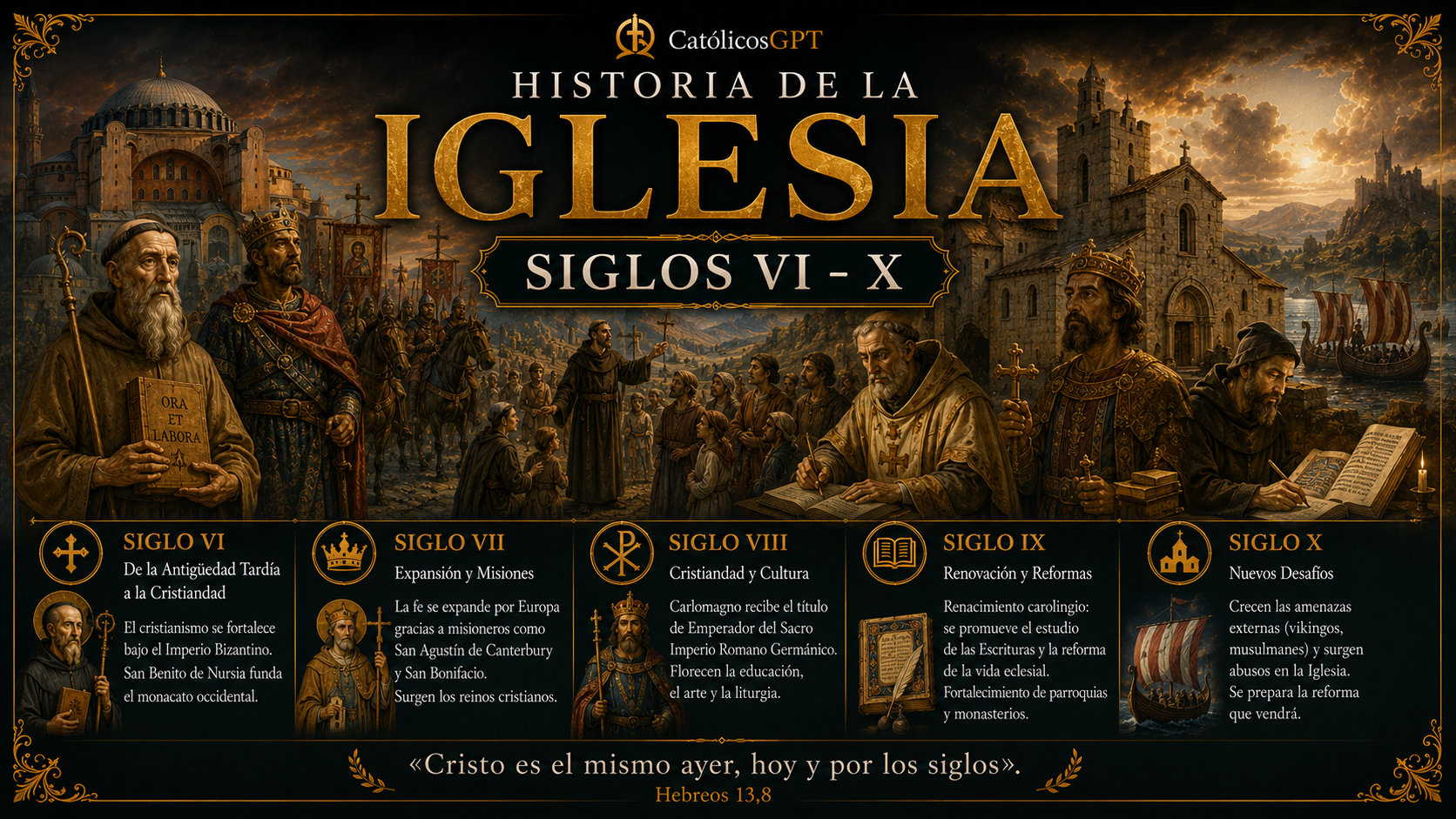 Historia de la Iglesia Siglos 6 -10 | CatólicosGPT IA Católica - Diapositiva 1