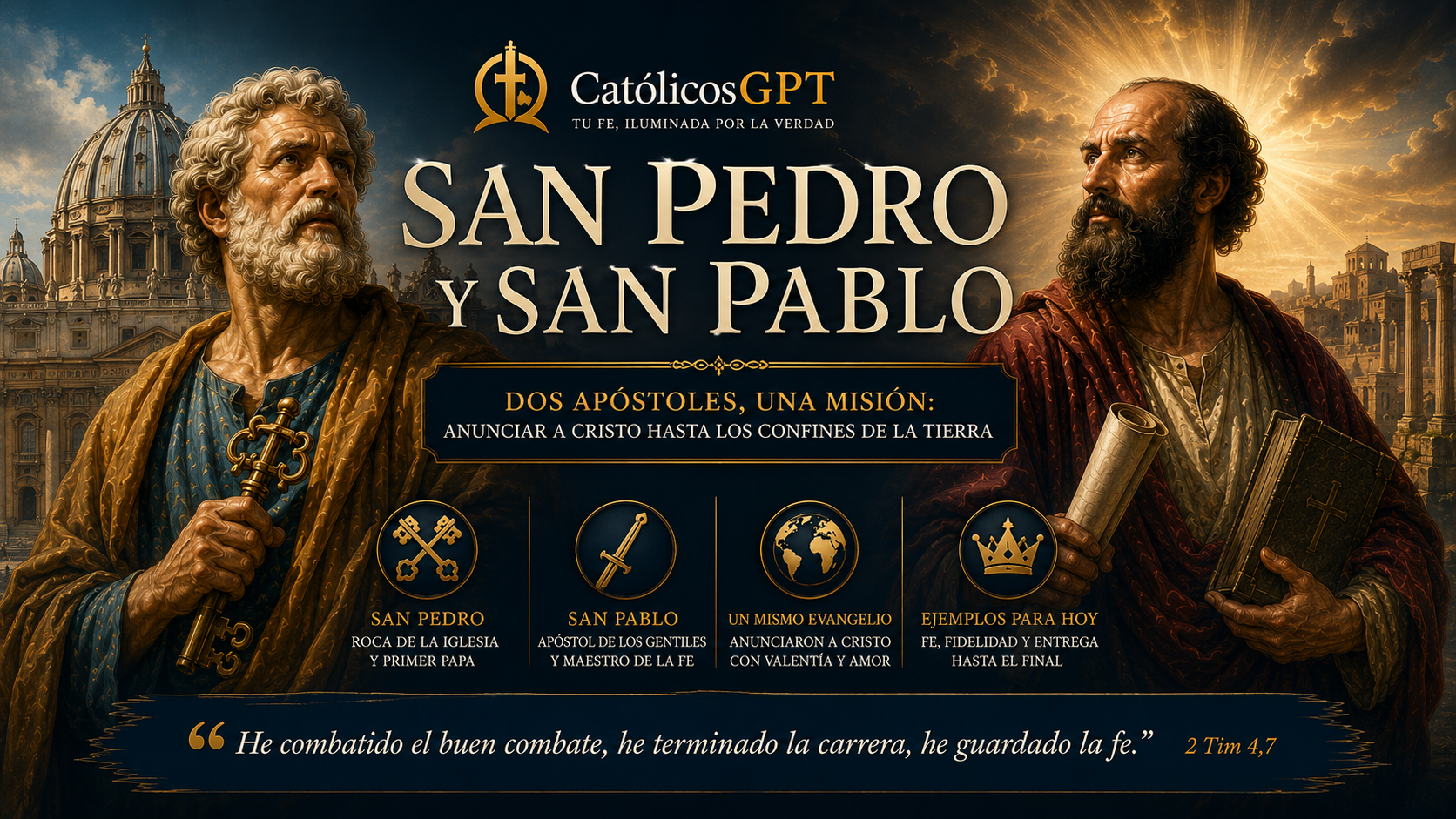 San Pedro y San Pablo | CatólicosGPT IA Católica - Diapositiva 1