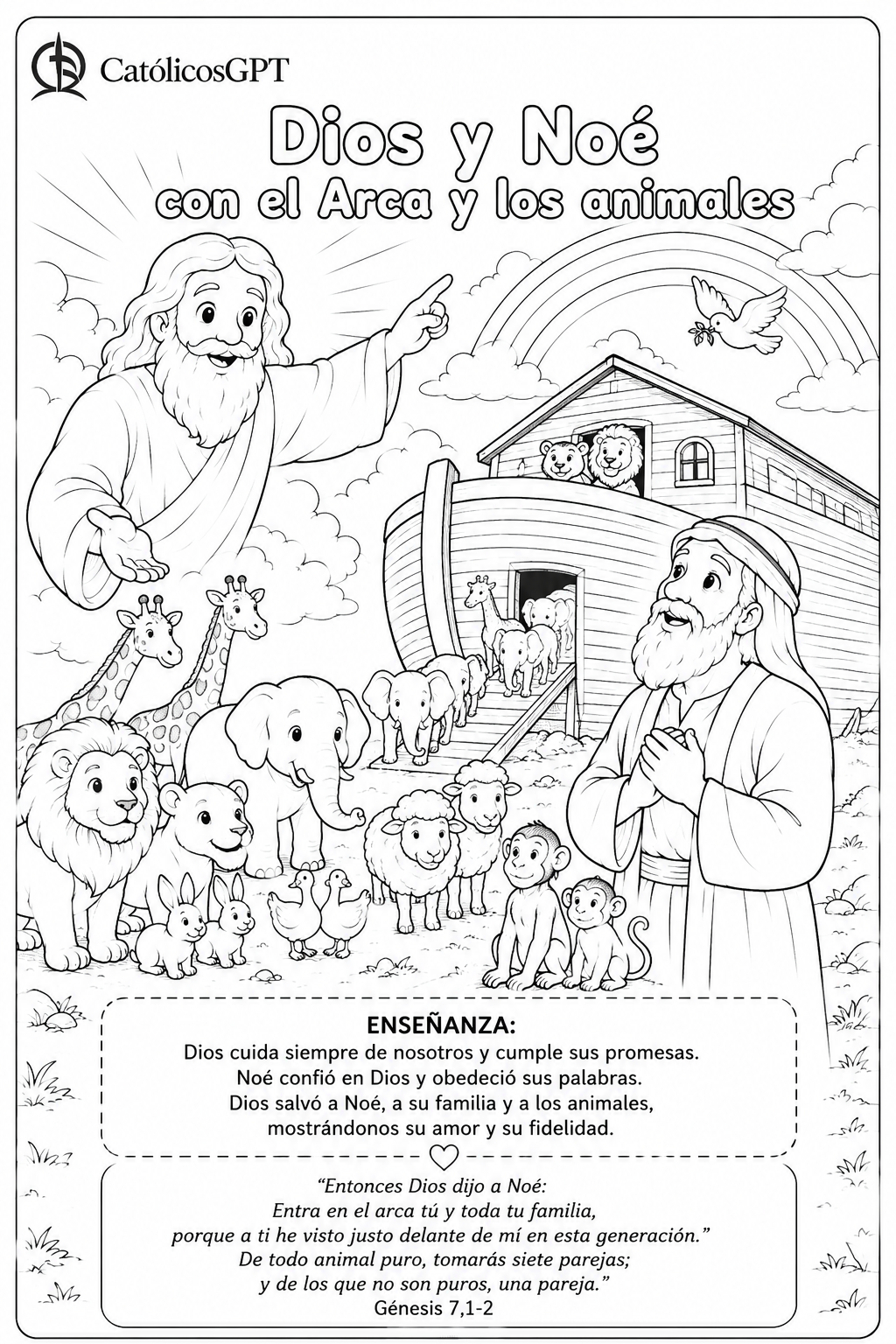 Infografía católica CatólicosGPT IA Católica: Dios y Noe
