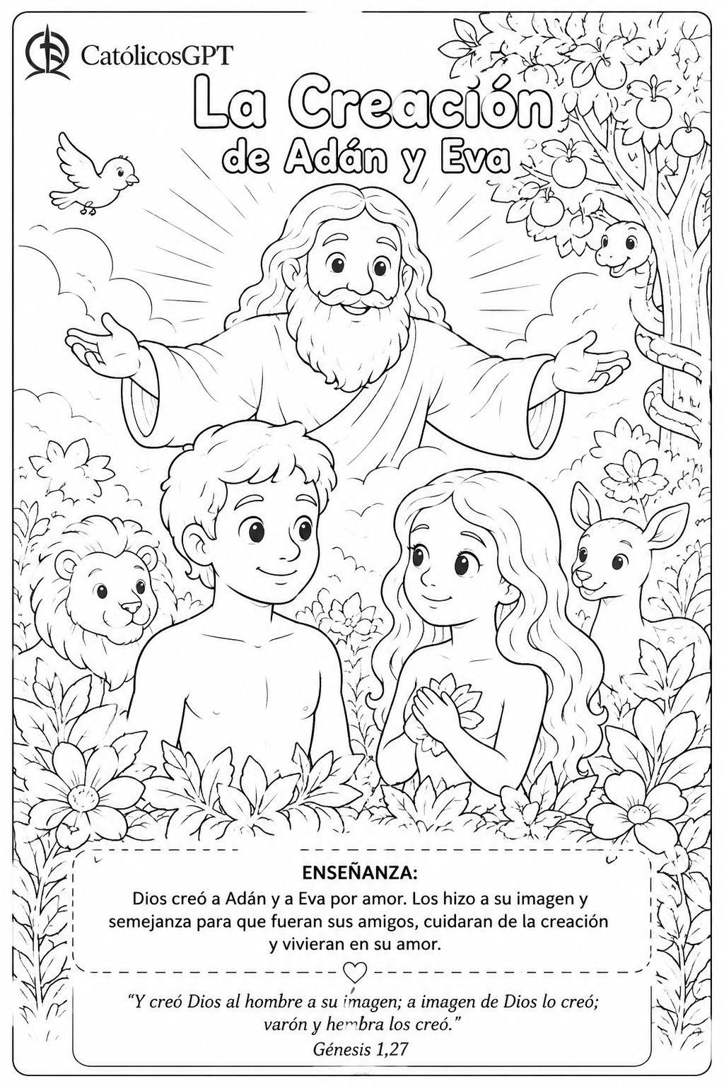 Dios crea al Hombre | CatólicosGPT IA Católica - Diapositiva 1